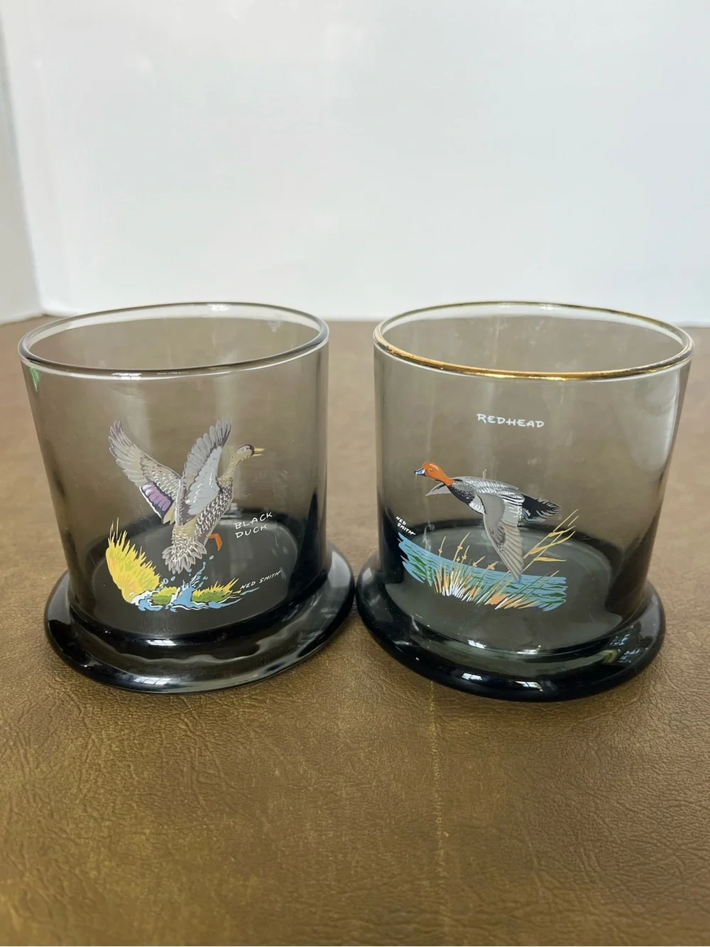 Ned Smith Waterfowl Vintage Culver Double Old-Fashioned Glasses Set of 2